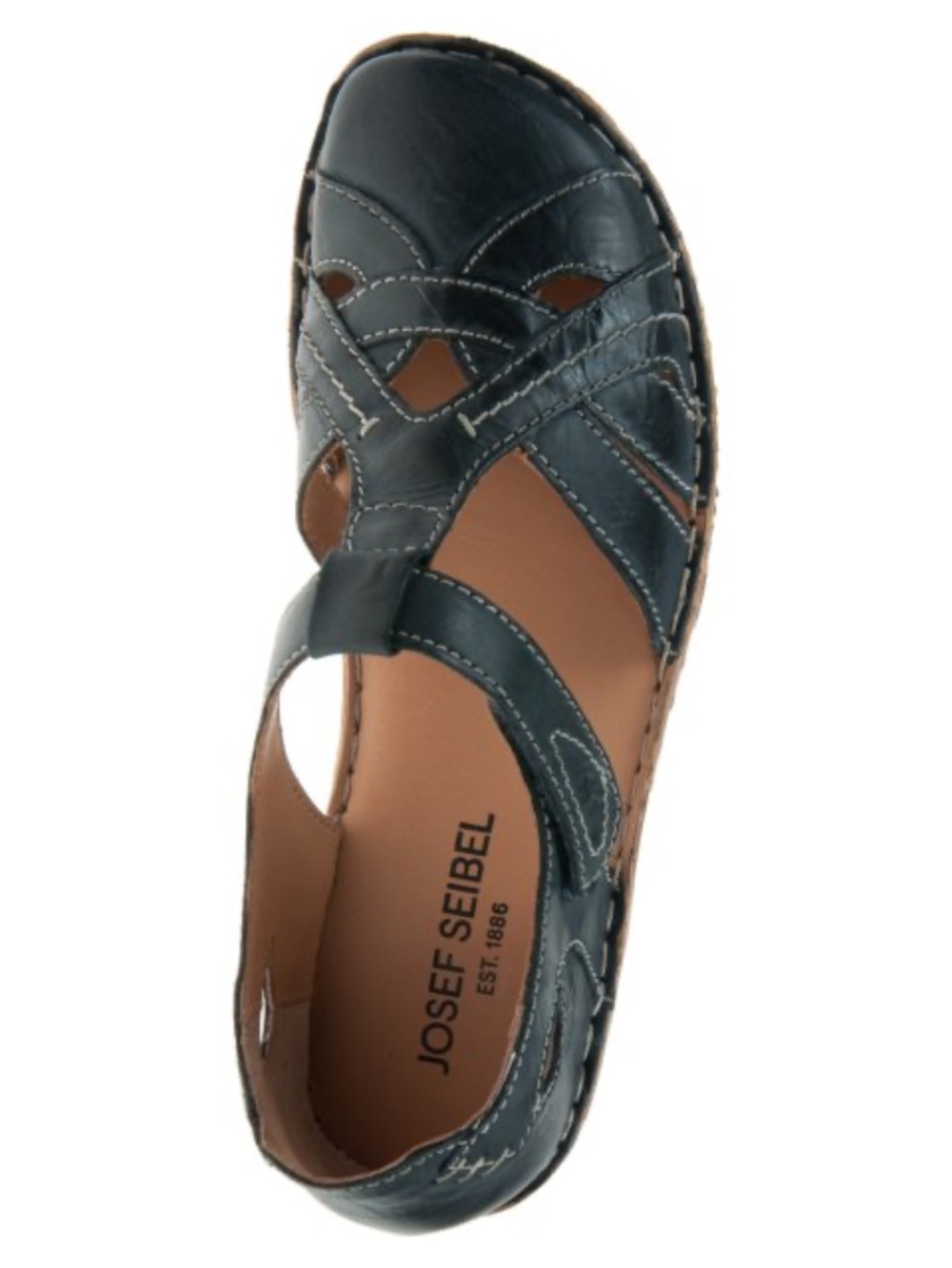 Josef Seibel Women's Black Leather Cutout Slip-On Sandal